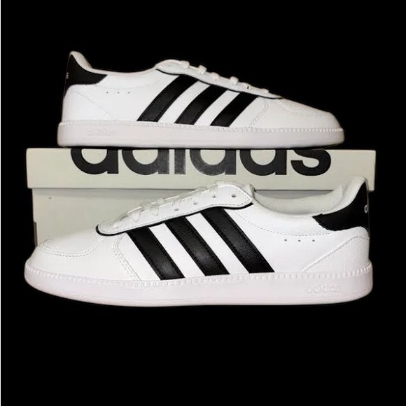 NIB adidas Breaknet Sleek Sneaker, White/Black/Gold Metallic IH5426 W Sz 10 - Picture 1 of 6